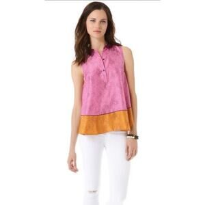 Elizabeth & James Aura Silk Top - Pink / Mustard - S